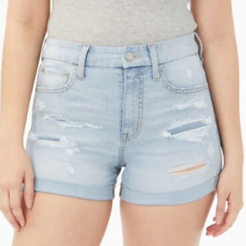 Aeropostale Light Wash High Waisted Midi Shorts